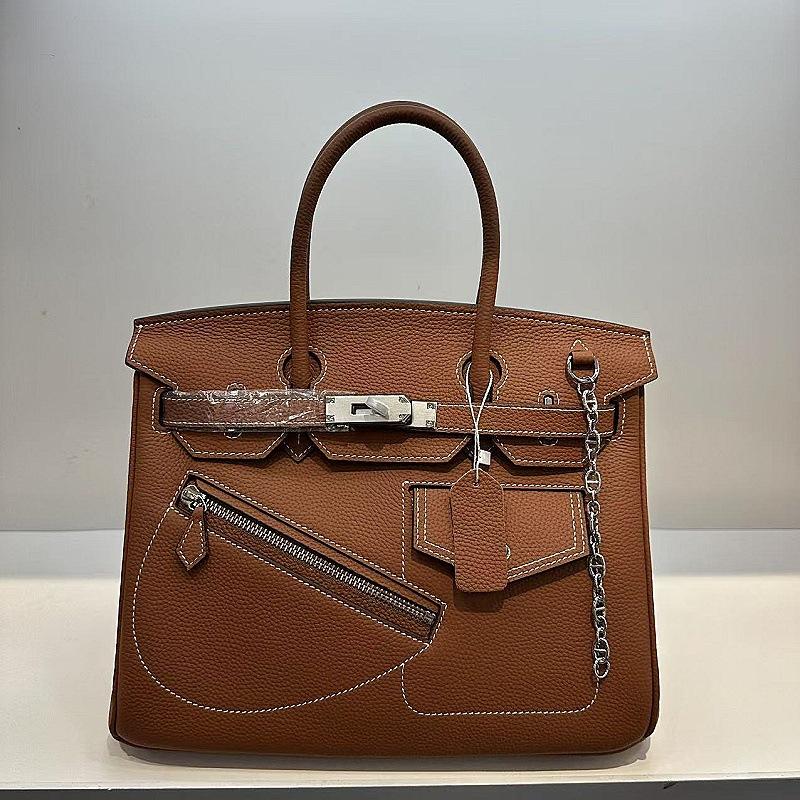 Hot Sale High-end Rock Platinum Bag First Layer Soft Cowhide Pocket Bag Zipper Bag Portable Shoulder Bag Versatile
