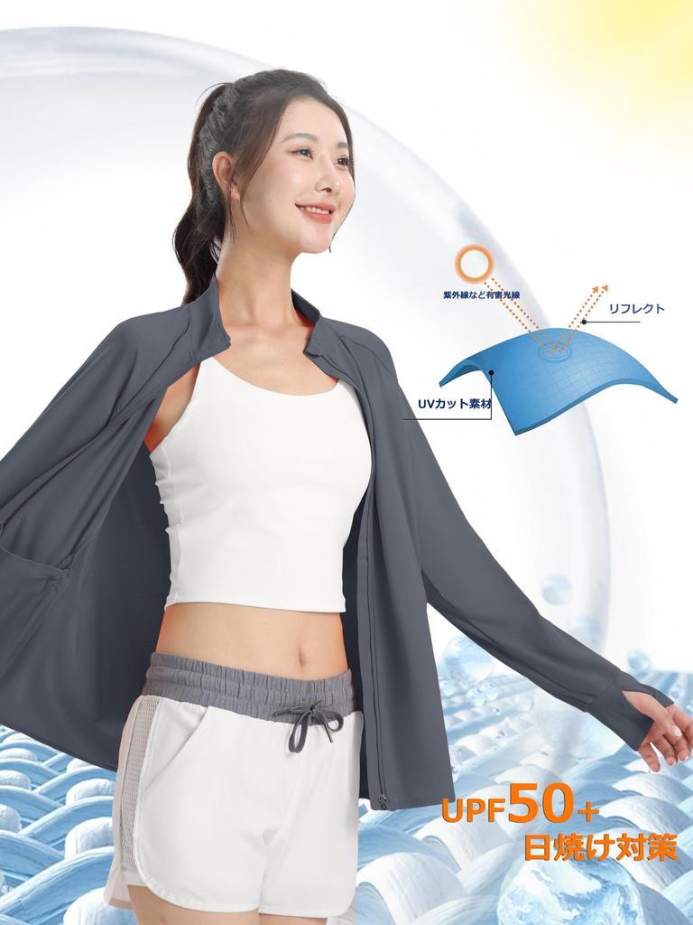 TACVASEN Sports Long Sleeve Rash Sun Ideal for Dark Size L Women's T-Shirt, Guard, Breathable, Sweat-Wicking, Quick-Drying, Protection, Hiking,