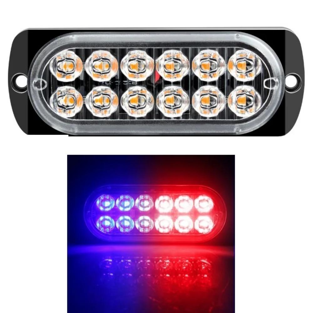 12 Led Strobe Side Warning Light Strobe Flashing Lightbar Car Truck Beacon Lamp Amber Yellow White Traffic Light 12V - 24V