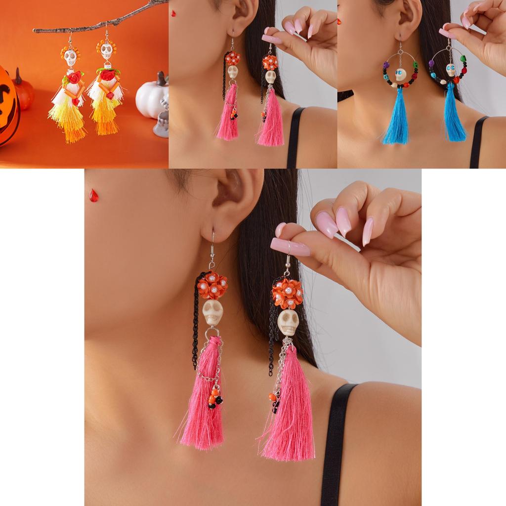 Halloween Skeleton Dangle Jewelry With Handcrafted Resin Details For Women