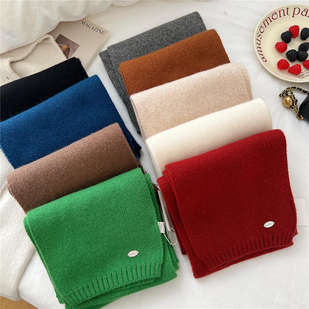 Novo cachecol de cor sólida para mulheres na primavera e no outono, fita versátil, faixa de pulso, decoração da moda, proteção de pescoço para estudantes, cachecol pequeno