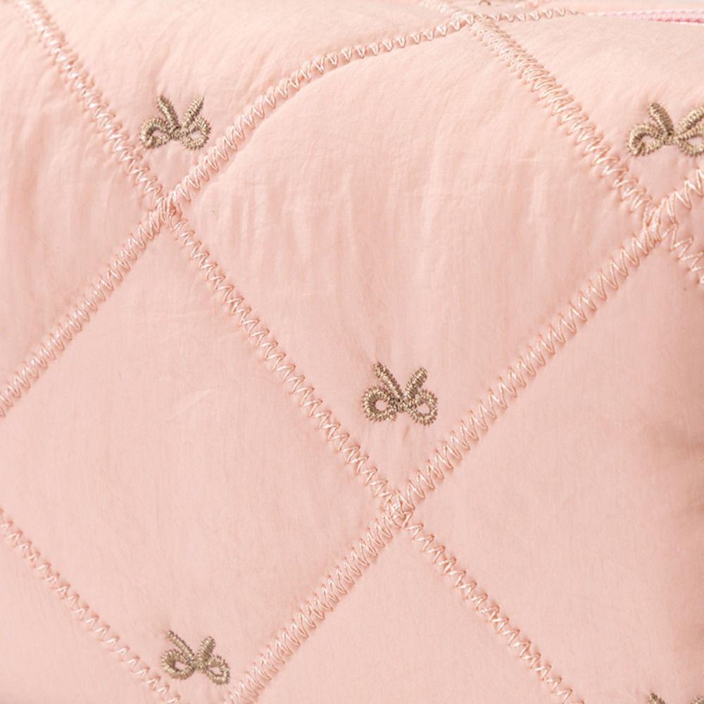 Multifunctional Bow Quilted Makeup Bag Large Capacity Women Wash Pack  Beauty Routine