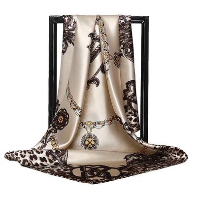Wspaniały Fashion Square Printing Leopard Chain Silk Scarf damski dekoracyjny szal