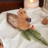 Christmas Squirrel Ornament Foam Plush Squirrel Figurine with Pinecones Branches Furry Forest Animal Hanging Decoration for Xmas Tree
