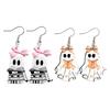 Polished Acrylic Charms Cute Reading Ghost Earrings, Sweet Bowknot Drop Dangle Earrings Lightweight Halloween Jewelry for Women Girls Fashionable
