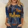 2024 New Women's Halloween Long Sleeve T-Shirt Spider Web Print Round Neck Casual Basic Loose Ladies Designer Tops