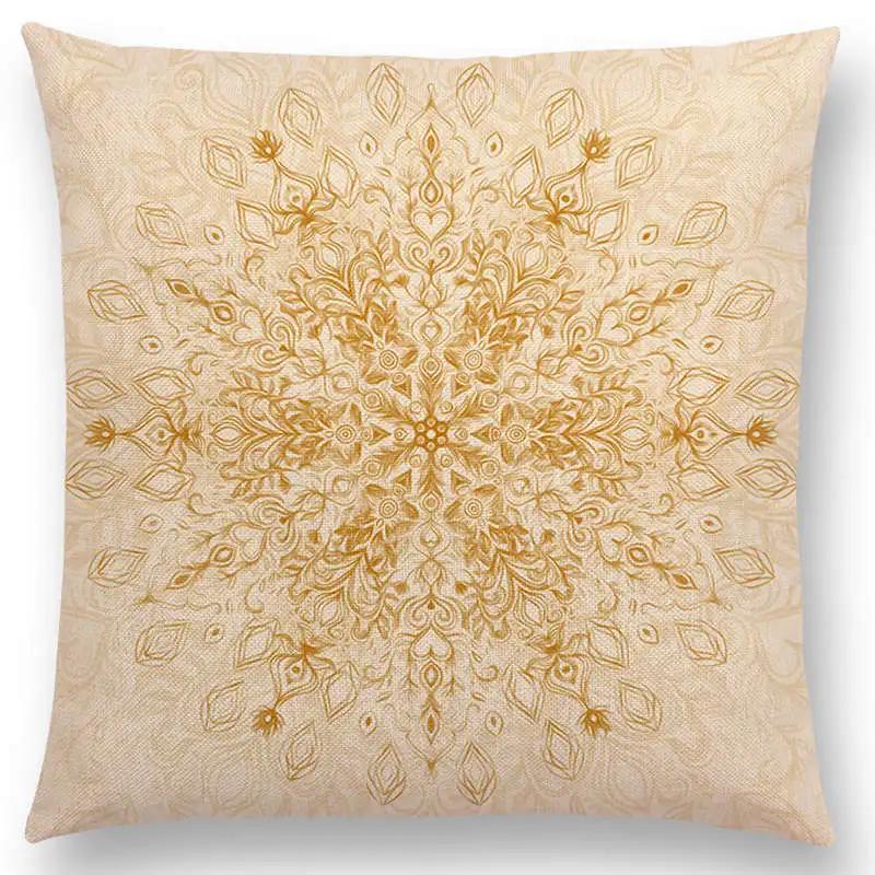 New Fantastic Snowflake Flowers Gorgeous Floral Doodle Colourful Decorative Pattern Mandalas Cushion Cover Sofa Pillow Case