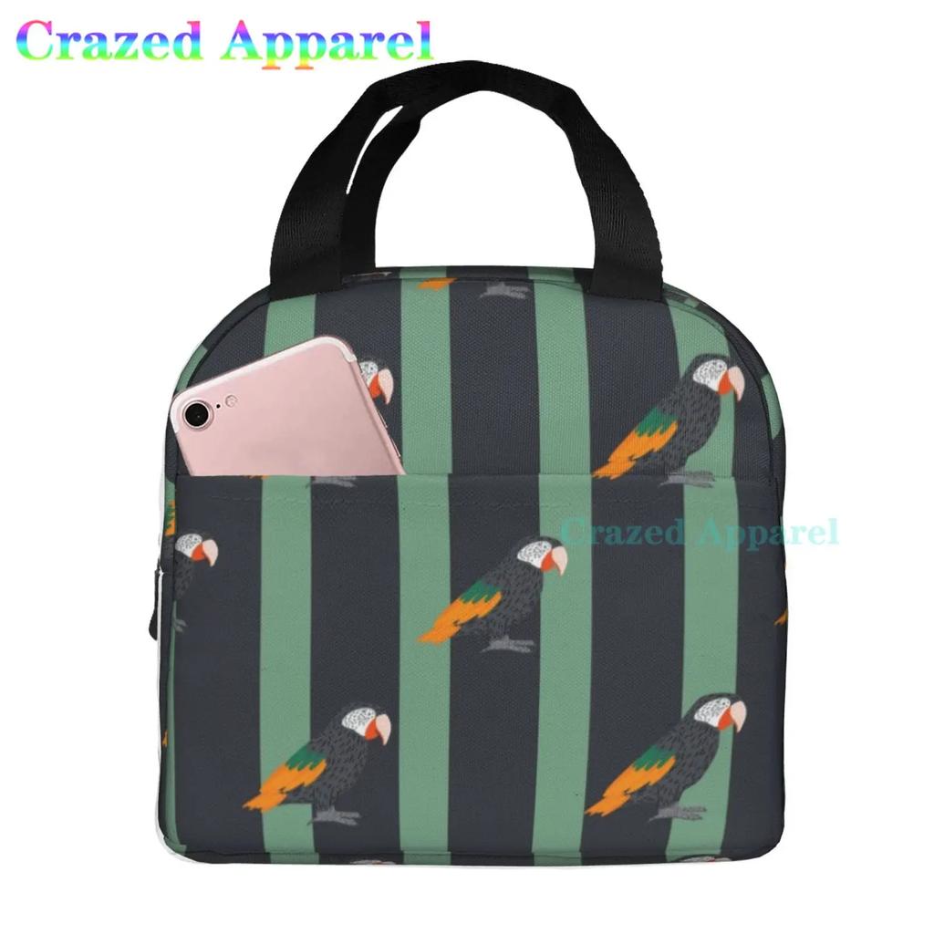 Painted Parrots Birds Plam Tree Oxford Cloth Lunch Bag Tote Lunch Box Reusable Cooler Organizer Bag For Unisex Fishing Picnic