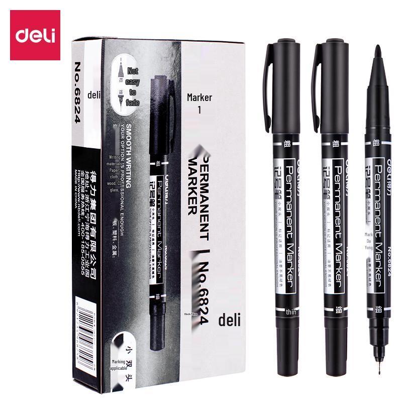 Deli 6824 Oil-Based Dual-Tip Marker Pen