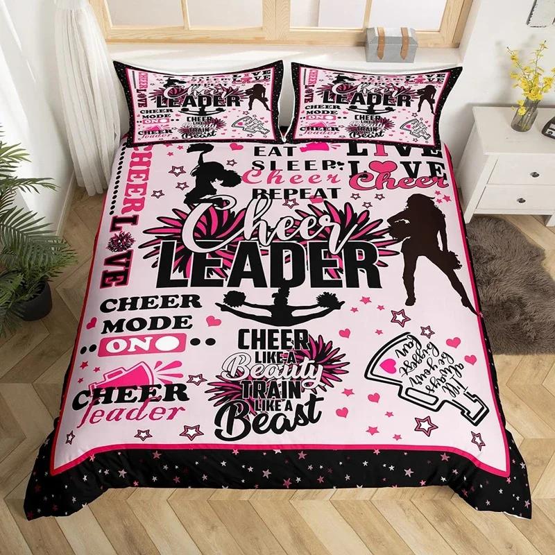 Gymnastik Sport Bettbezug Set Regenbogen Aquarell Batik Queen Bettwäsche Set Mikrofaser Cheerleading Bettdeckenbezug für Yoga-Liebhaber