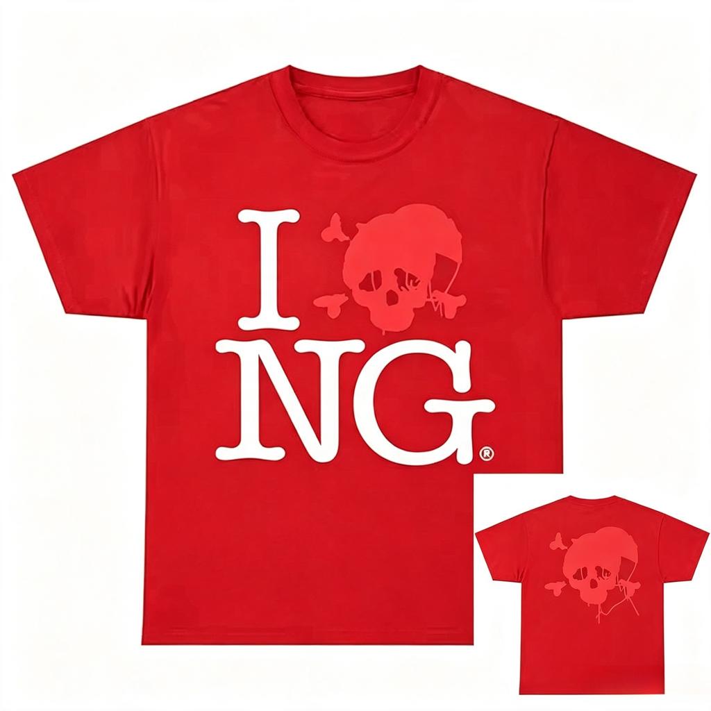 Summer I Love NG I Luv Novagang Americanstyle Printed Crewneck Printed Tshirt Unisexs and Womens YK Hiphop Streetwear