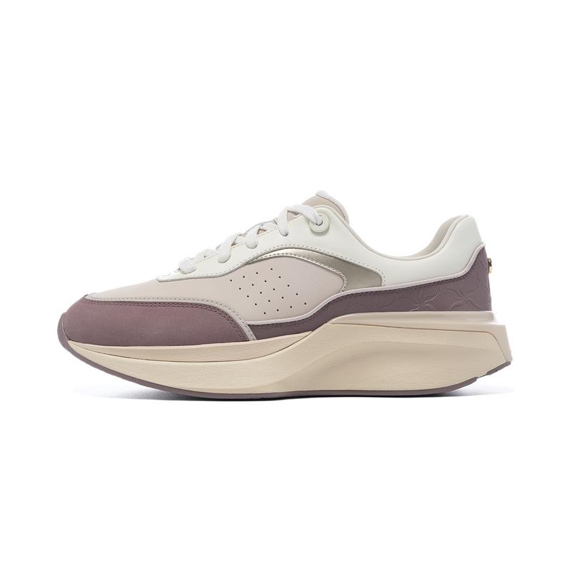 Li-Ning 1990 Sports Fashion Rebound Lightweight Low-Top Casual Shoes Women Casual Shoes Gray Brown ALFU016-2