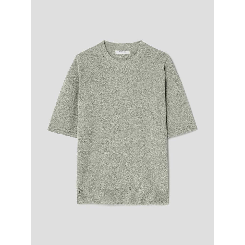 8SECONDS Boucle Two-Tone Round Short Sleeve Knit Light Green