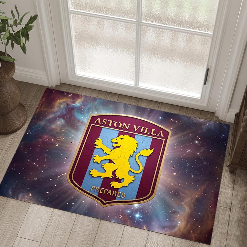 Aston Villa Fußball Design Kristall Samt Teppich Gemütlich Kein?Rutschfester Teppich mit Aufdruck für Schlafzimmer Wohnzimmer Eingang