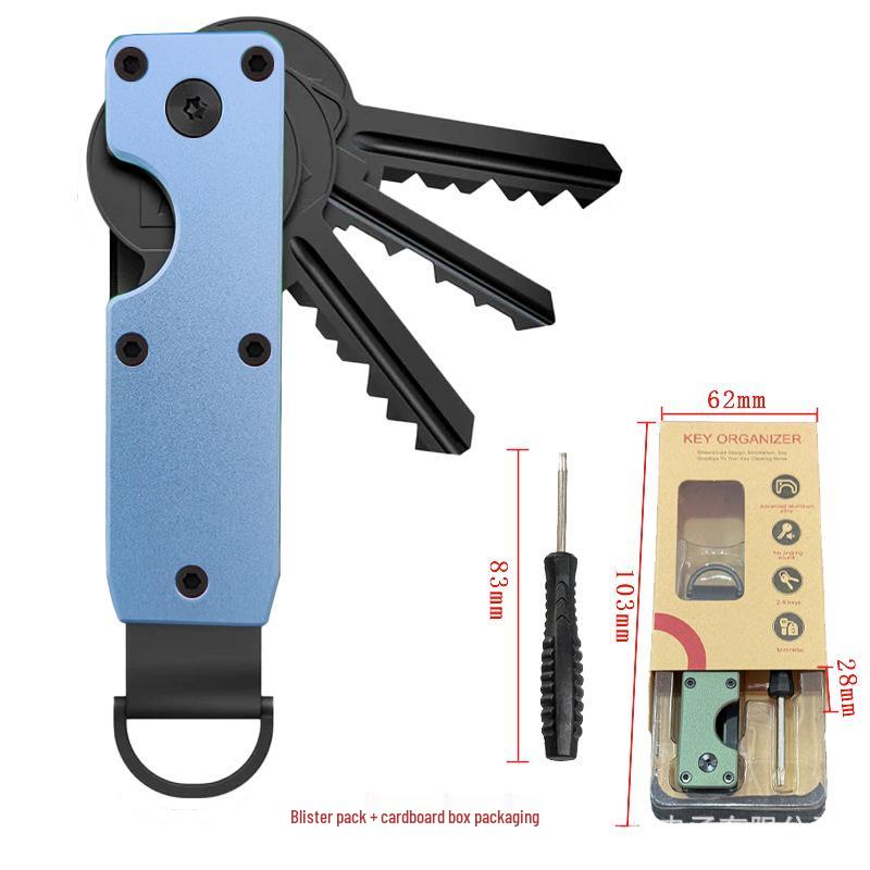 Aluminum Alloy Compact Keychain Organizer - Holds 2-6 Keys, Multifunctional and Portable