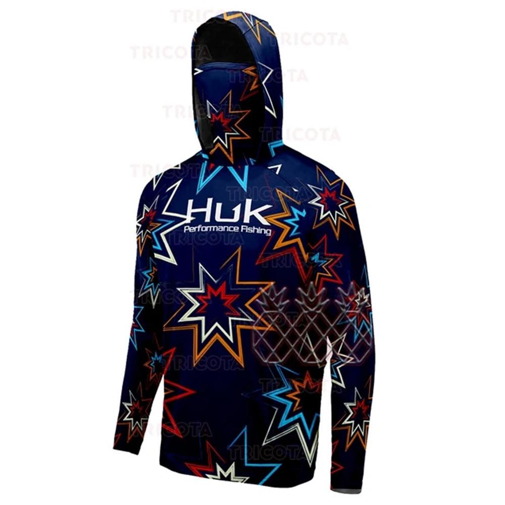 Cross-border HUK hooded fishing suit summer long-sleeved sunscreen T-shirt breathable face towel integrated fishing suit Luya