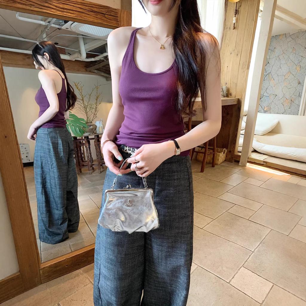 Simple slim-fitting sleeveless I-shaped sling vest for women's summer new sports outer wear inner top