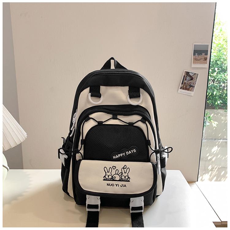 Schoolbag college style cute small fresh contrasting color schoolbag female junior high school girl high school student backpack travel lightweight 