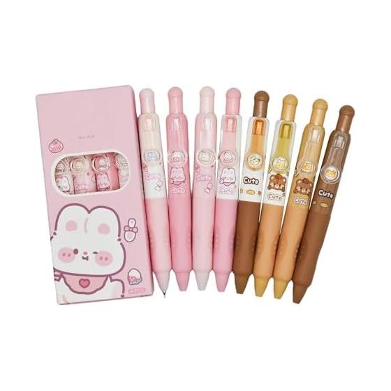 Maydahui 8 Pcs Mini Bear Rabbit Knockable Gel Pens, 0.5mm Black Ink, Cute Animal Design, Smooth Writing, Stationery for Office, Gifts, Party Favors