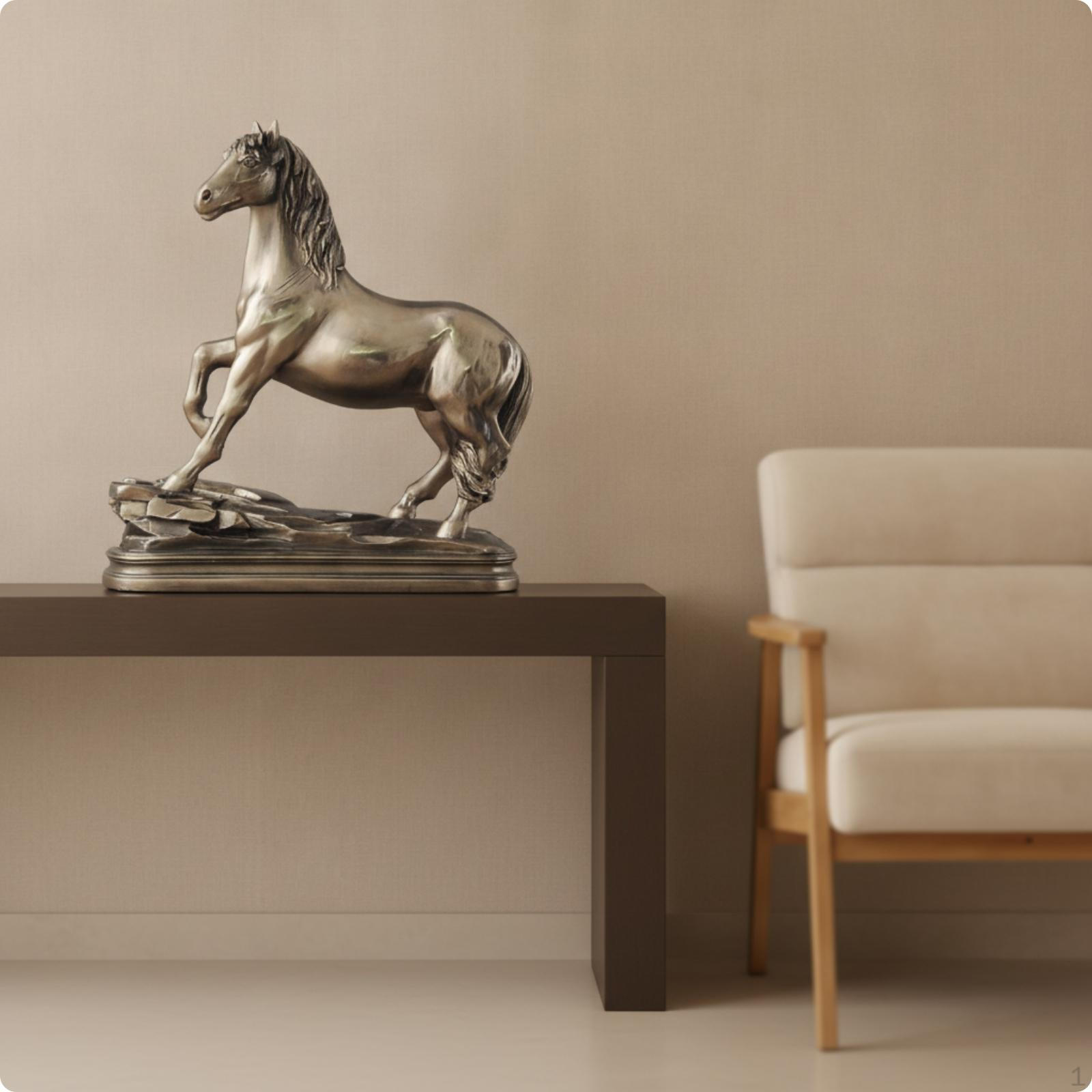 Horse Sculpture ColdCast Bronze Statue Lustrous Ornament for Art Collectors, Bookshelf,