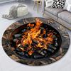 3D Vision Fire Pit Rug Anti-slip Living Room Decoration Round Carpet Waterproof Rugs for Bedroom Washable Bedside Creative Mat