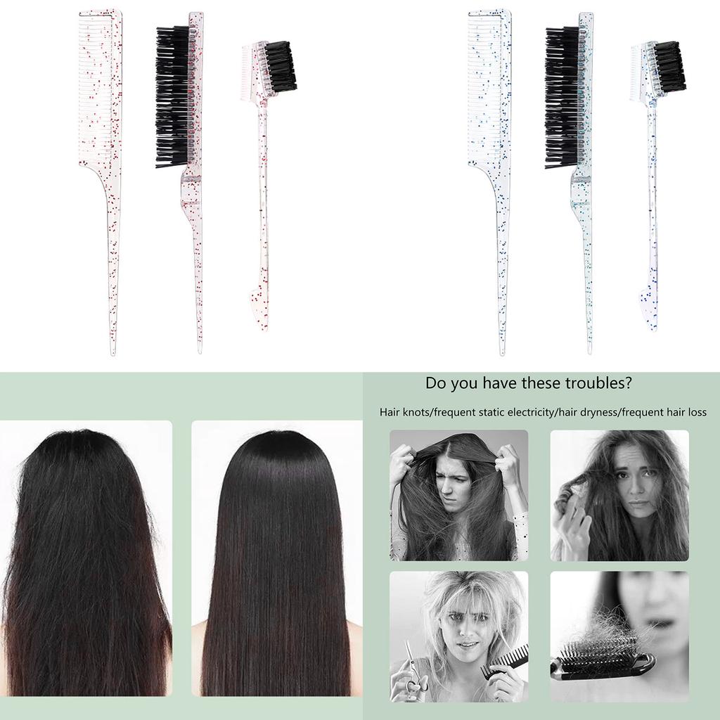 3Pcs Tailed Comb Set Fine-Tooth Coloring Comb Anti-Static Hair Styling Hairdressing Sectioning Highlighting Cutting Comb