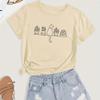 Lovely Cartoon Cat Crewneck Print TShirt Short Sleeve Crew Neck Casual for Summer Spring Womens Clothing FeUnisex Tops Clothes