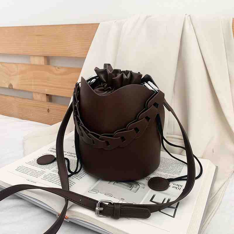 

Высококачественная женская сумка-ведро, однотонная, из искусственной кожи, с завязками, женская сумка через плечо, модная универсальная женская сумка