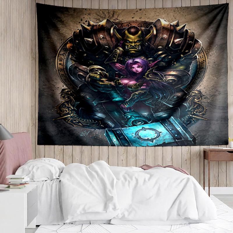 1PC Game Warcraft Darkness Warrior K-pop music group Tapestry Accessories for Bedroom,Livingroom, dormitory Room Wall Decor Fan Birthday Gifts
