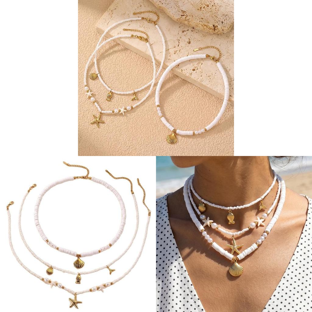 Geometric Starfish Pendant Necklace For Women With Zinc Alloy Chain Summer Fashion