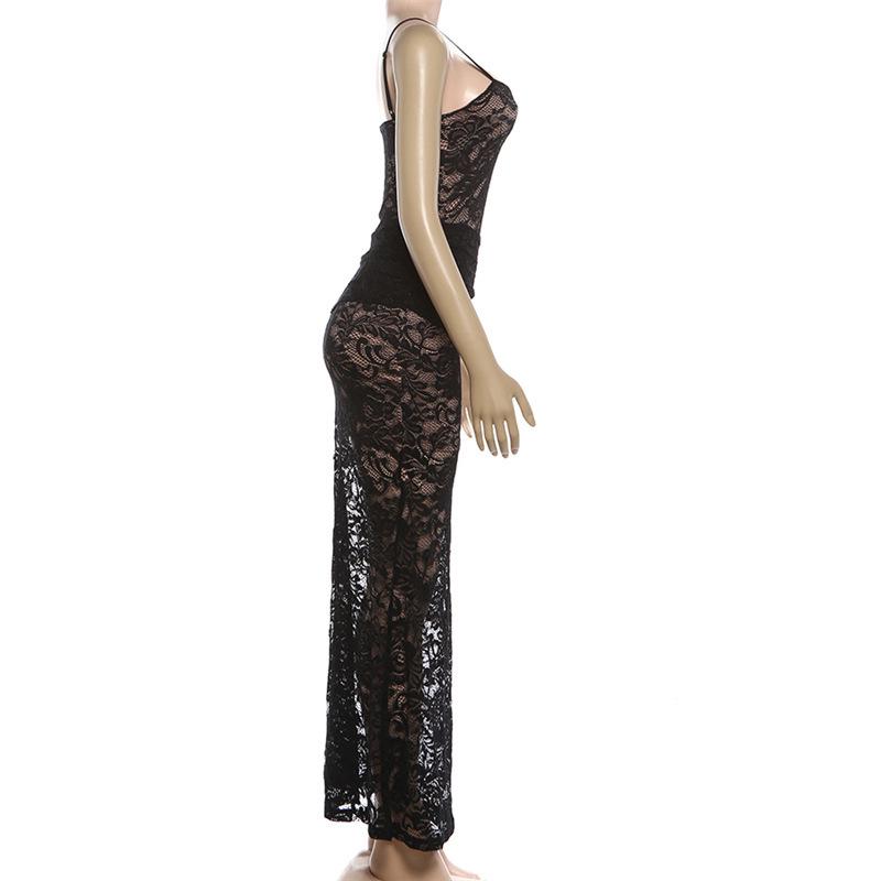 European Style 2026 Spring Lace Camisole High-Waist Slim Sexy See-Through Dress for Women
