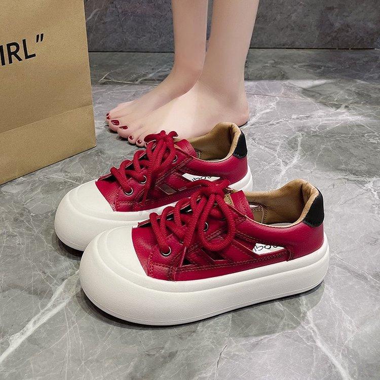 

Sandals Female Summer Hollow Women s Models with Breathable Thick Bottom Work Sandals Slippers Baotou Sports Board Shoes 40 червоний