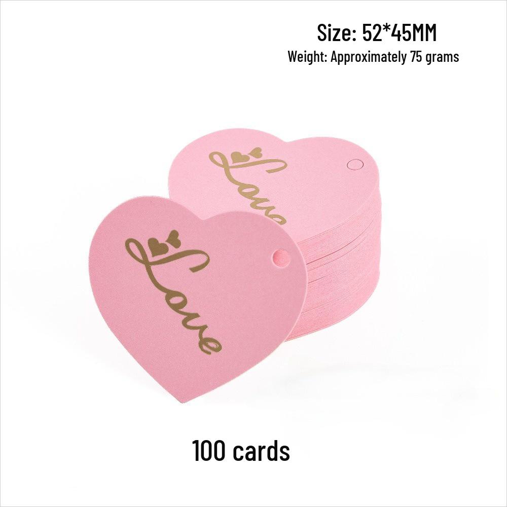 Heart-Shaped Cowhide Paper Blank Tag - Valentine's Day Red Label
