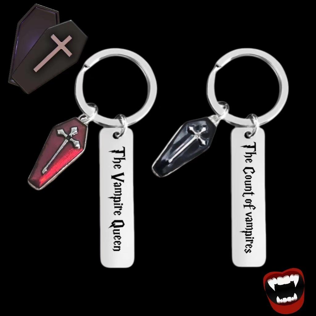 Portachiavi a forma di Croce di Vampiro per Halloween in Acciaio Inossidabile Design Gotico Retrò Ciondolo alla Moda Regalo Pratico per Festival