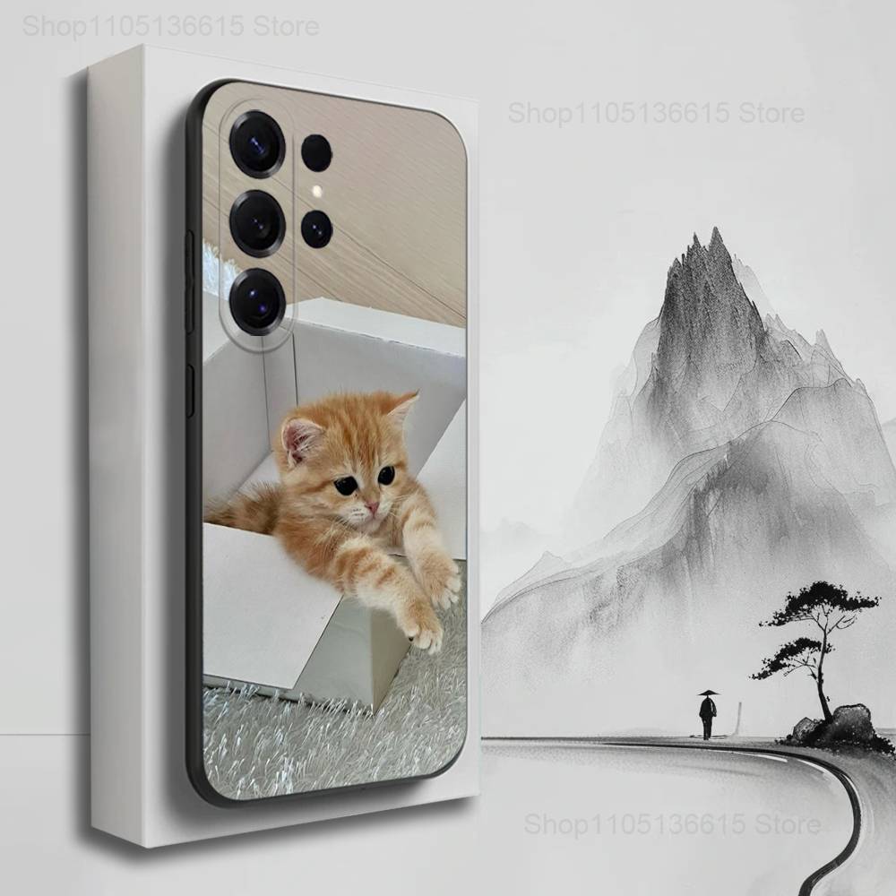 Cute Animals Clingy Cats Phone For Samsung S22,Ultra,S25,S24,S23,FE,Plus,S21,S20,Lite,S10,S9,Soft Silicone Black