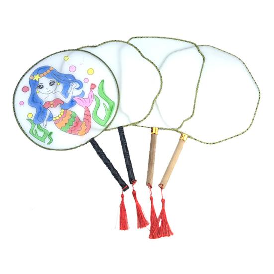 DIY Malířský Kulatý Vějíř s Dřevěnou Rukojetí Ručně vyráběný Dekorativní Vějíř Čínský Styl Nedokončený Ruční Vějíř Řemesla Dekorace