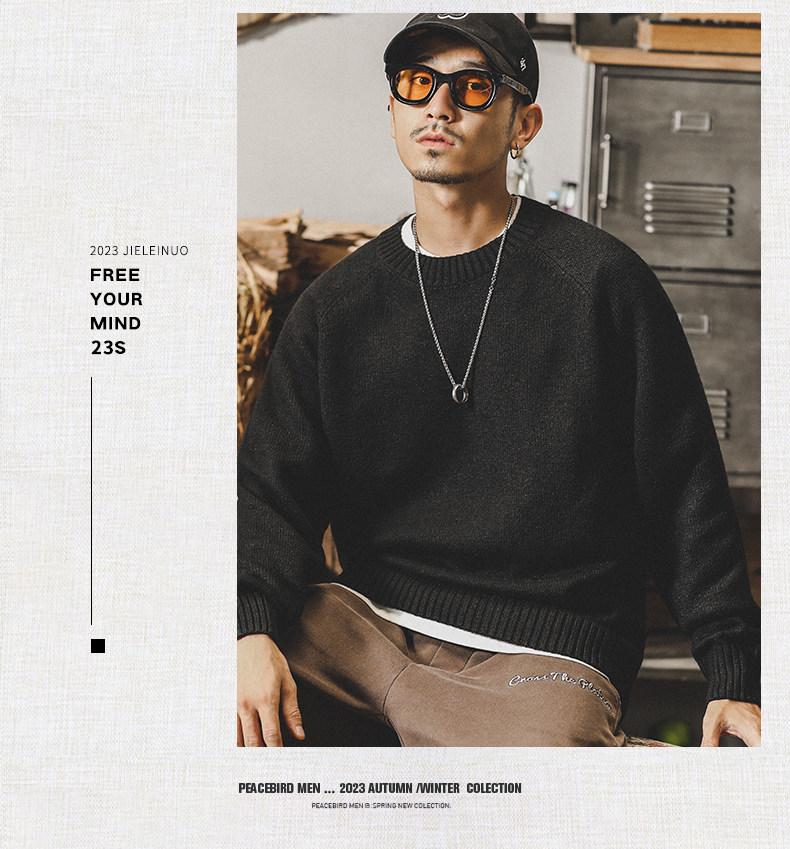 Klassischer Retro-Winterpullover für Herren - Lässiger lockerer Rundhals-Strick, Große Größen erhältlich