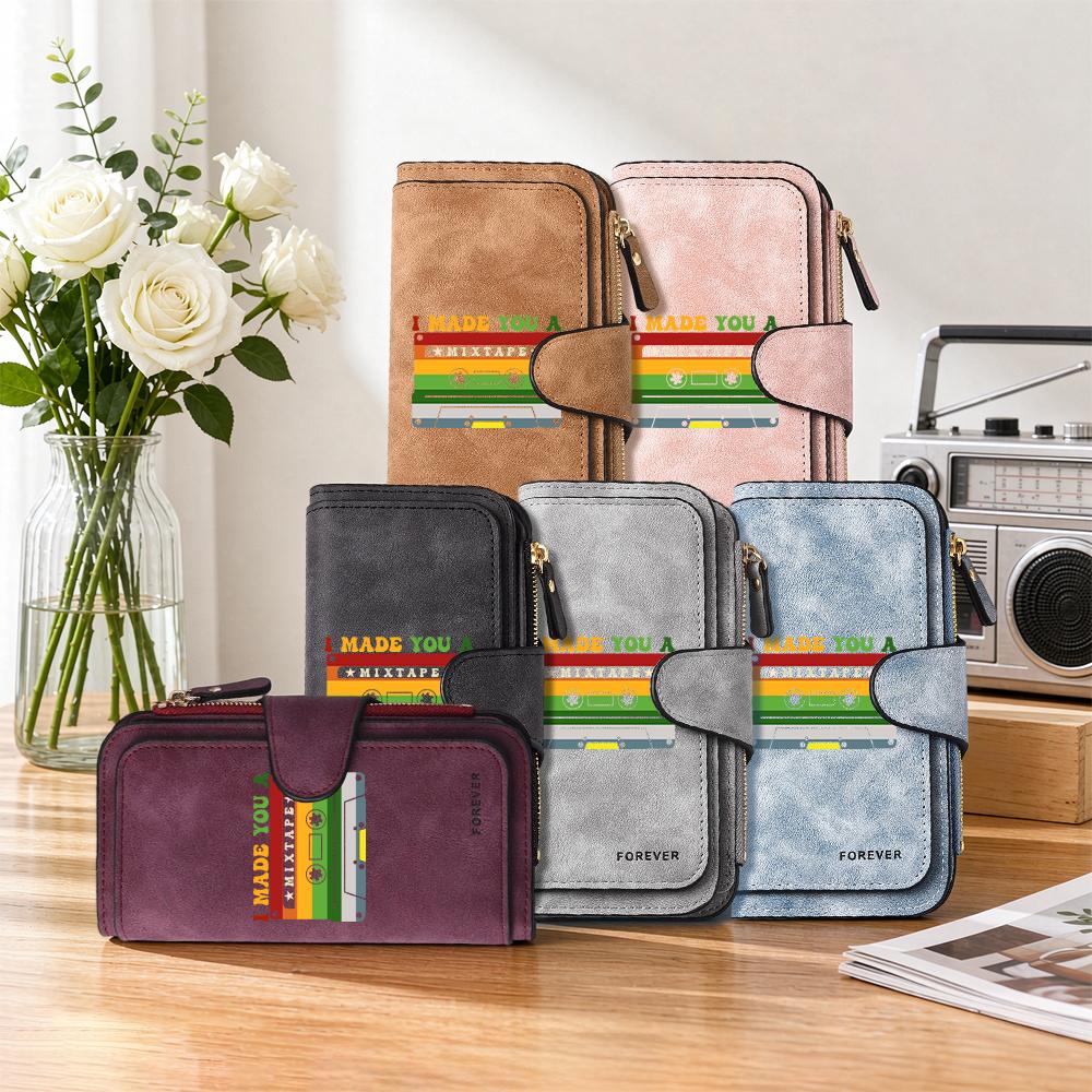 Vintage Cassette Print Fashion Wallet Portable Multi Card Holder Slim Purse