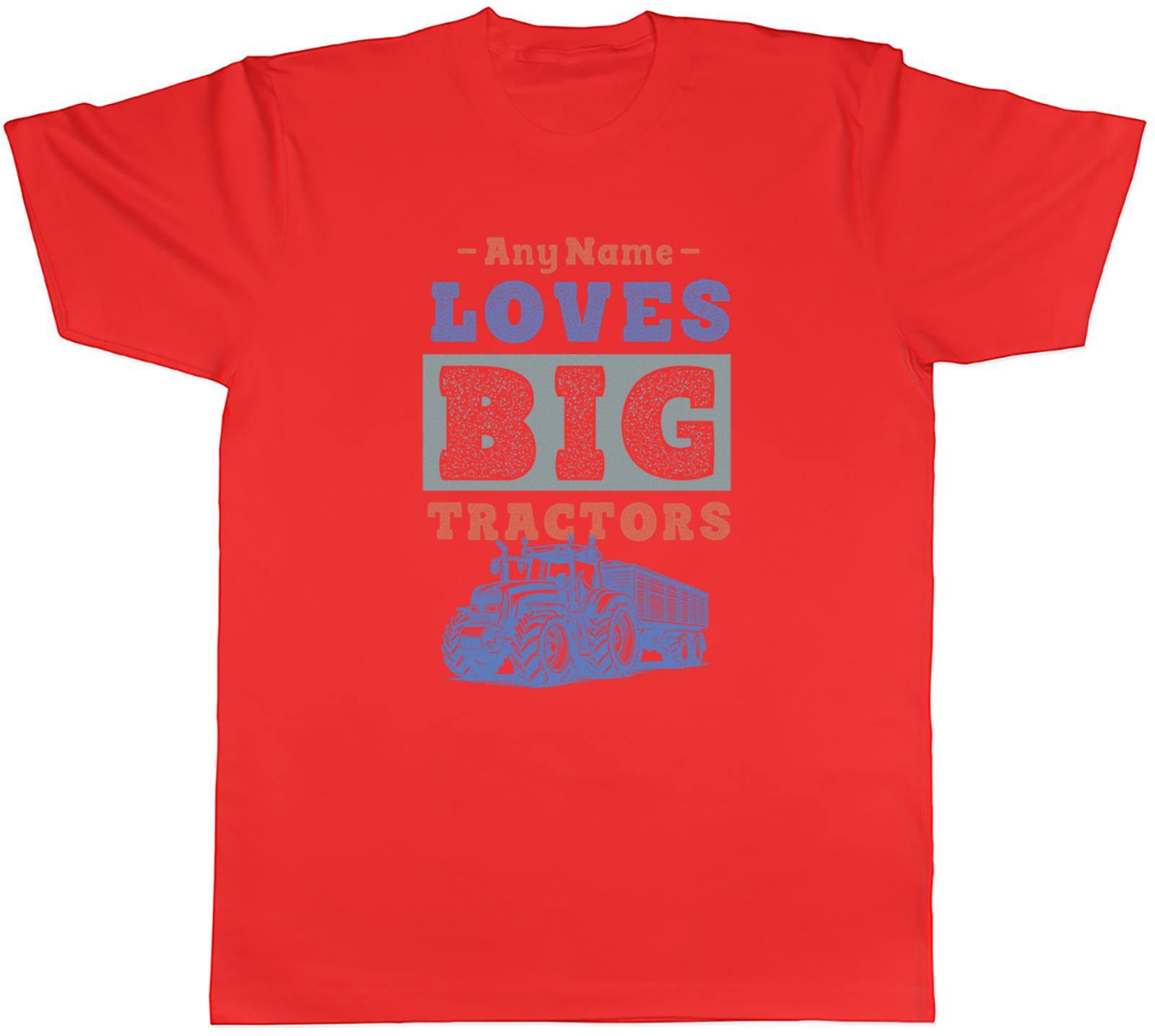Personalised Any Name Loves Big Tractors Farming Unisexs TShirt Tee Gift Top S