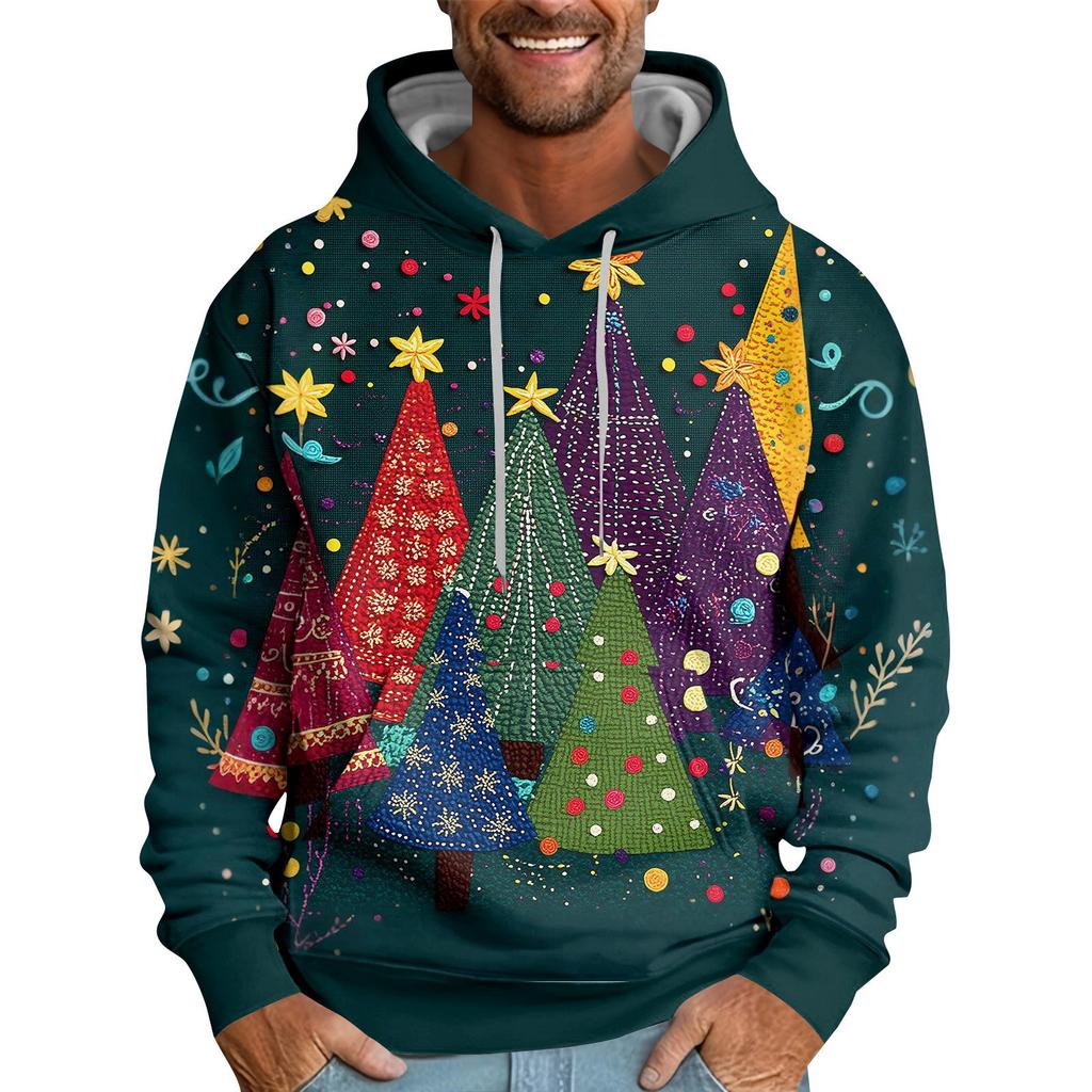 Christmas Print Loose Men's Hoodie