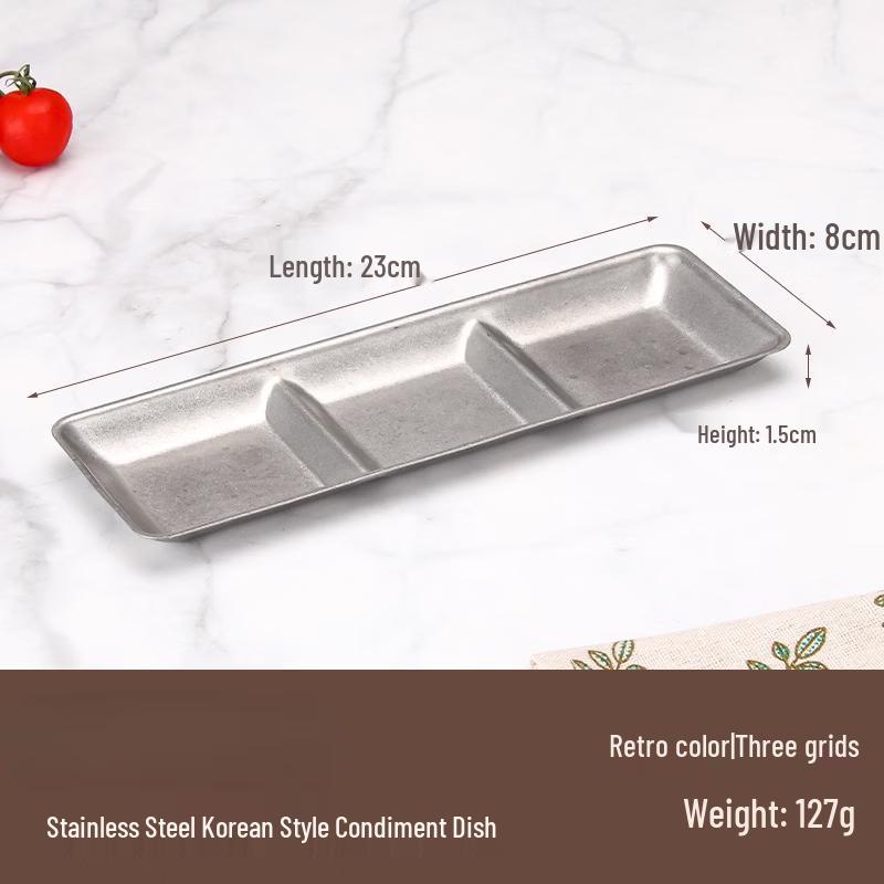 ZISIZ Korean 3-Compartment Stainless Steel Dipping Dish (2-Pack)