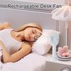 Portable Desk Fan with Base 3 Speed Adjustable Summer Handheld Cooling Fan USB Rechargeable Quiet Travel Office Outdoor Personal Fan