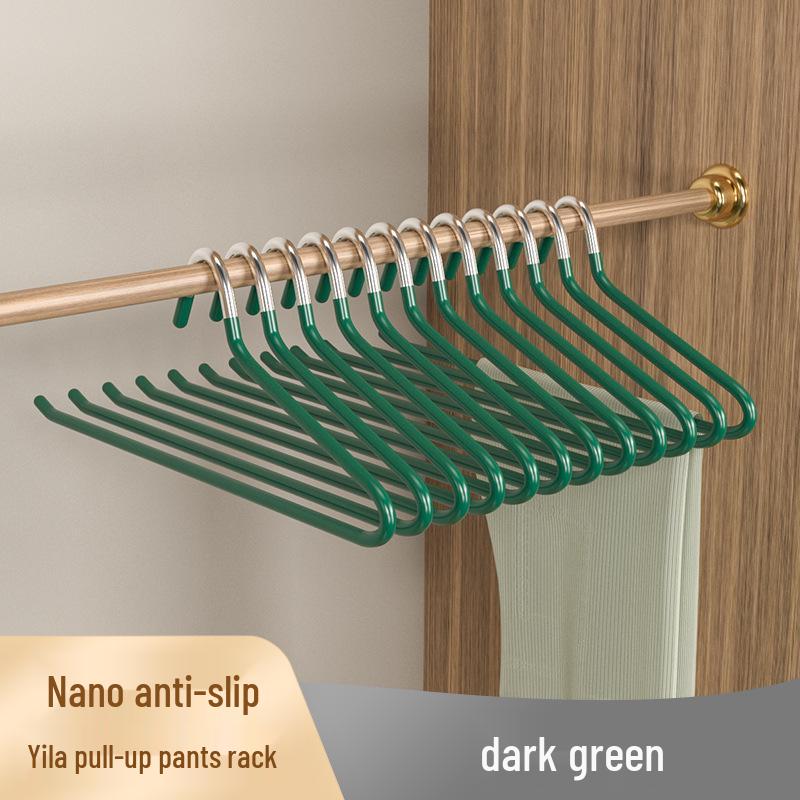 Goose-Shaped Non-Slip Trouser Rack: Traceless, Plastic-Coated Pant and Clothes Hanger with Clips for Organized Home Storage.
