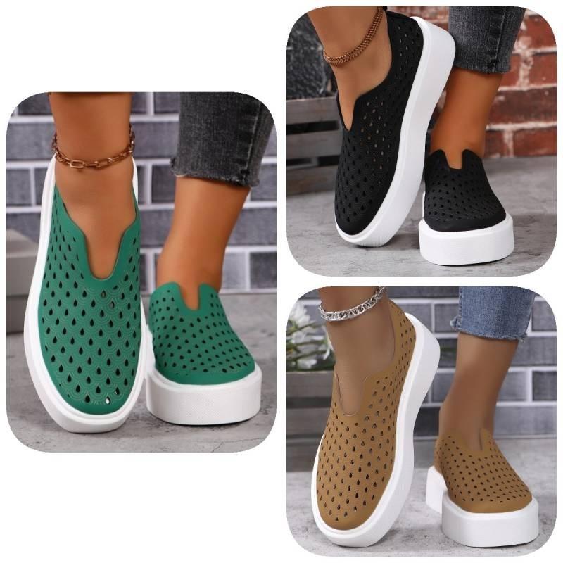 Stylish Casual Breathable Round Toe Womens Slip-on Platform Shoes For Summer