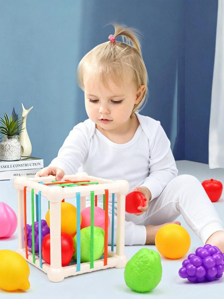 Montessori Rainbow Cube Sensory Shape Sorter Toy for Toddlers Baby Fine Motor Skills Training Educational Play Games Baby Toys