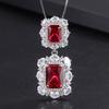 S925 Silver Needle Fashion Simulation Jewelry Accessories Set Imitation Dove Blood Red Corundum Pendant Necklace Women