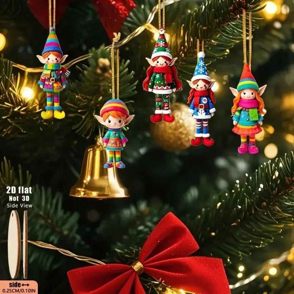 8/16/24Pcs Vintage Christmas Wooden Pendants Fantasy Christmas Tree Ornaments Christmas party