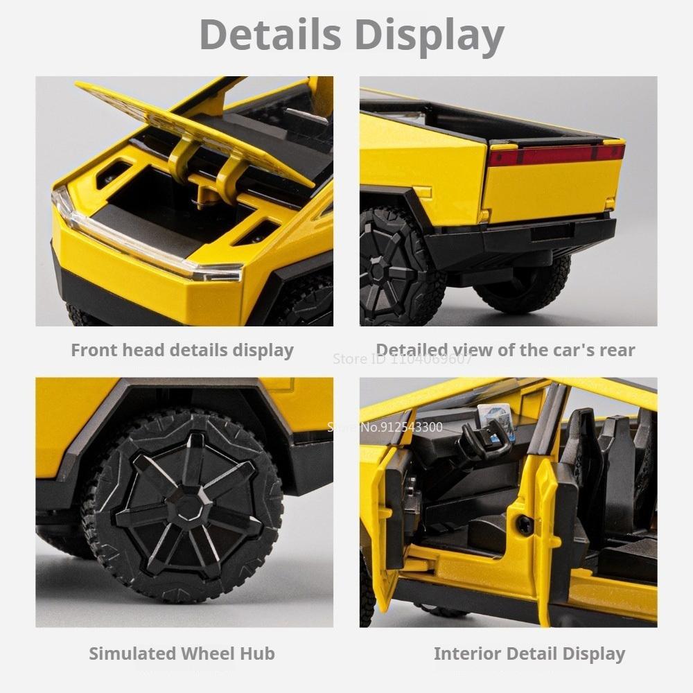 1:32 Scale Pickup Truck Model Toy Car Alloy Body Strong Durable Off-Road Vehicle Pull Back Doors Opened Models Collectible Item