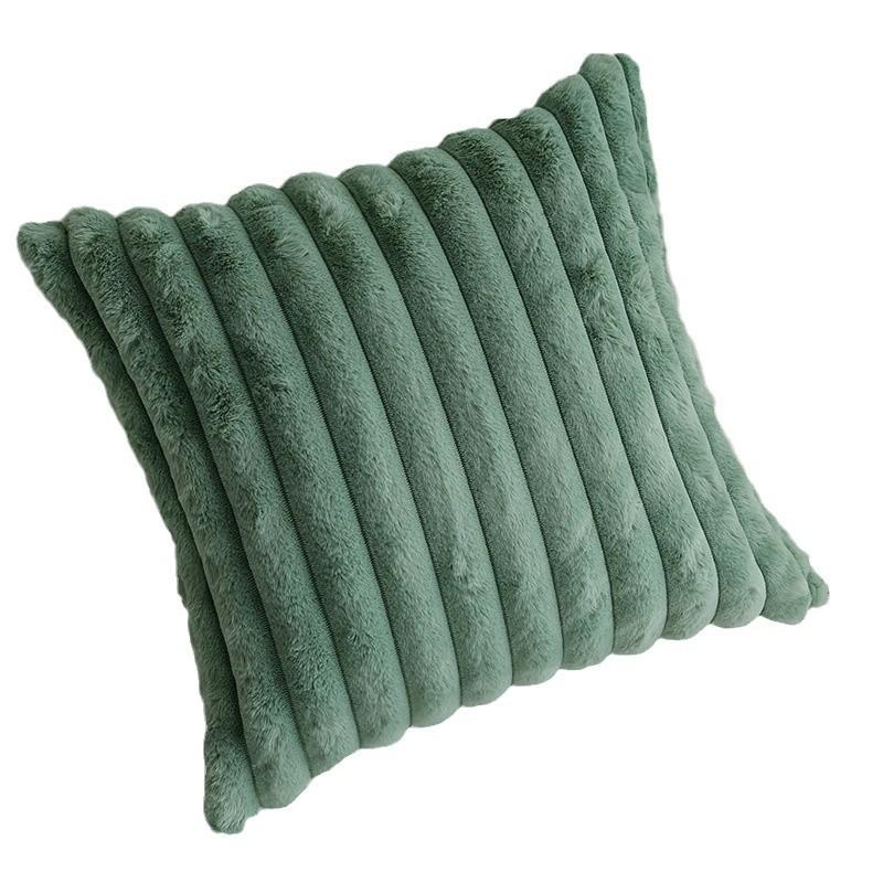 Mykt Kaninpels Plysj Putetrekk Tykt Rett Stripet Pute Stue Soverom Sofa Pute Pute