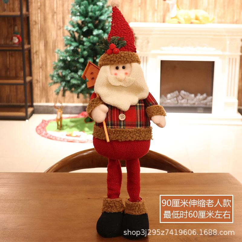 Christmas Telescopic Doll Old Man Snowman Deer Fabric Toy Christmas Gift Window Decoration Ornament